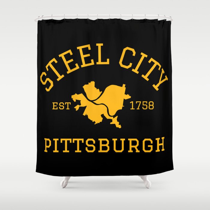 Pittsburgh Steel City Established Map Pennsylvania 412 Sign Shower Curtain