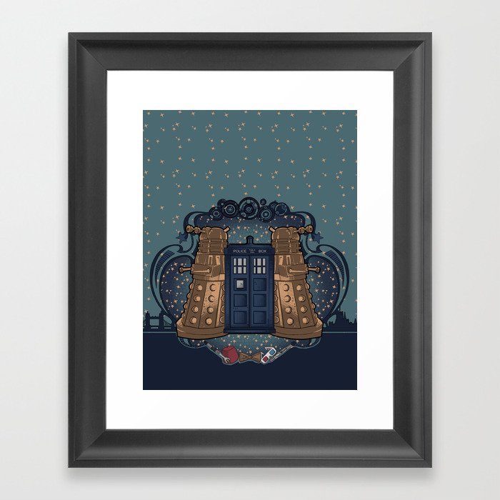 Art Nouveau Daleks and the TARDIS Framed Art Print