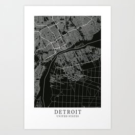 Detroit - Us Mix City Map 0C0F0A Art Print