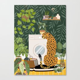 Cheetah in Tropical Laundry Room Canvas Print