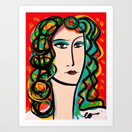Portrait of a Woman in Red  Art Print