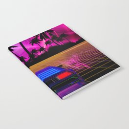 Neon landscape: Synthwave horizon & car [synthwave/vaporwave/cyberpunk] — aesthetic poster, retrowav Notebook