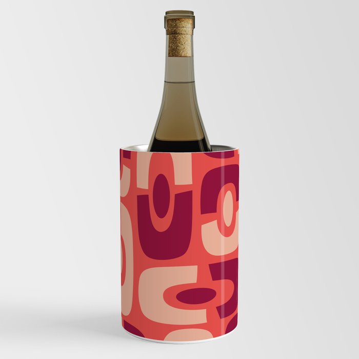 Colorful Mid-Century Modern Cosmic Abstract 391 Orange and Burgundy Wine Chiller