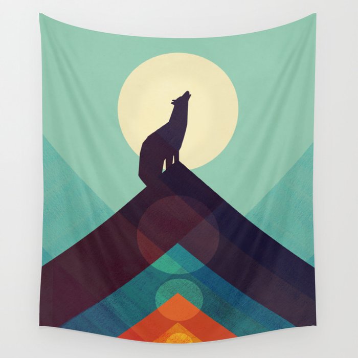 Howling Wild Wolf Wall Tapestry