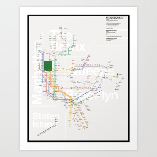 New York City Subway Map Art Print