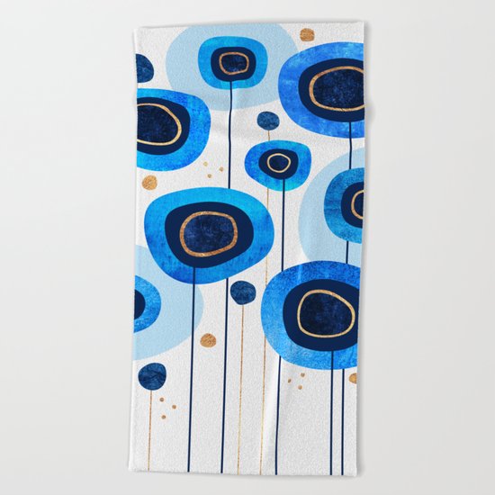 Floral Blues Beach Towel