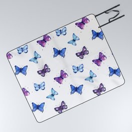 Butterfly Pattern Blue Purple Picnic Blanket