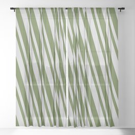 [ Thumbnail: Light Gray & Dark Olive Green Colored Lines/Stripes Pattern Sheer Curtain ]