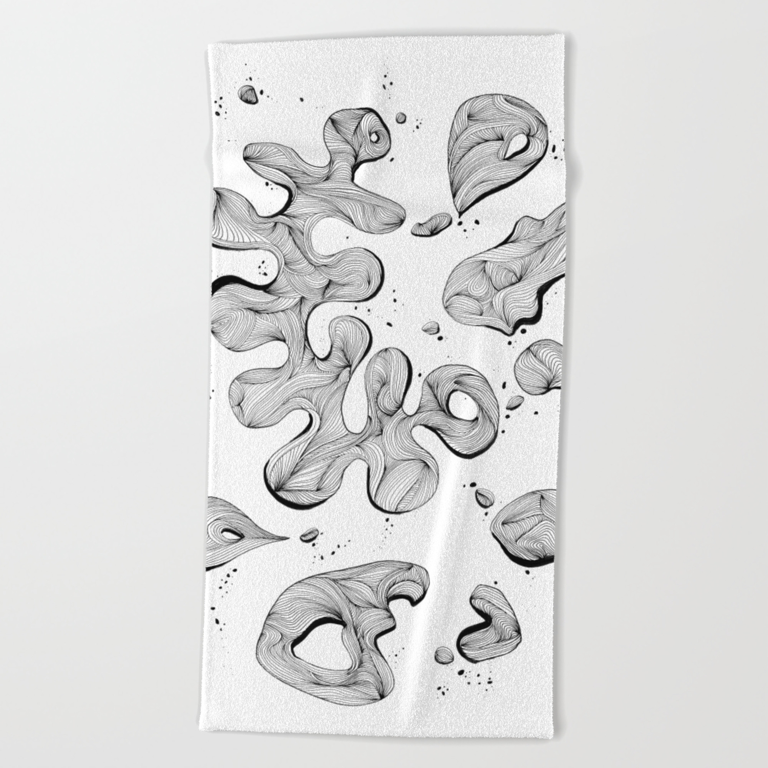 Abstract Line Art In Black And White Beach Towel By Brinaschenk