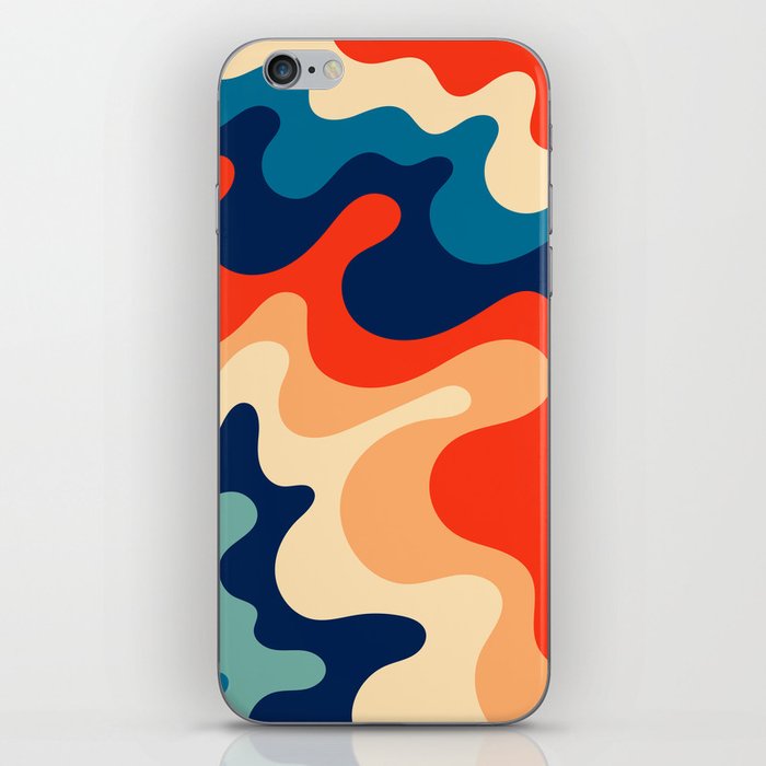 Retro 70s and 80s Abstract Soft and Flowing Layers Swirl Pattern Waves Art Vintage Color Palette 3 iPhone Skin