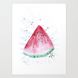 Watermelon summer watercolor illustration, food illustration, fruit Art Print