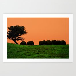 Harvest Art Print | Photo, Harvest, Field, Farm, Orange, Country, Minimalist, Color, Rural, Digital 