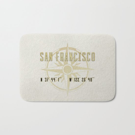 San Francisco - Vintage Map and Location Bath Mat