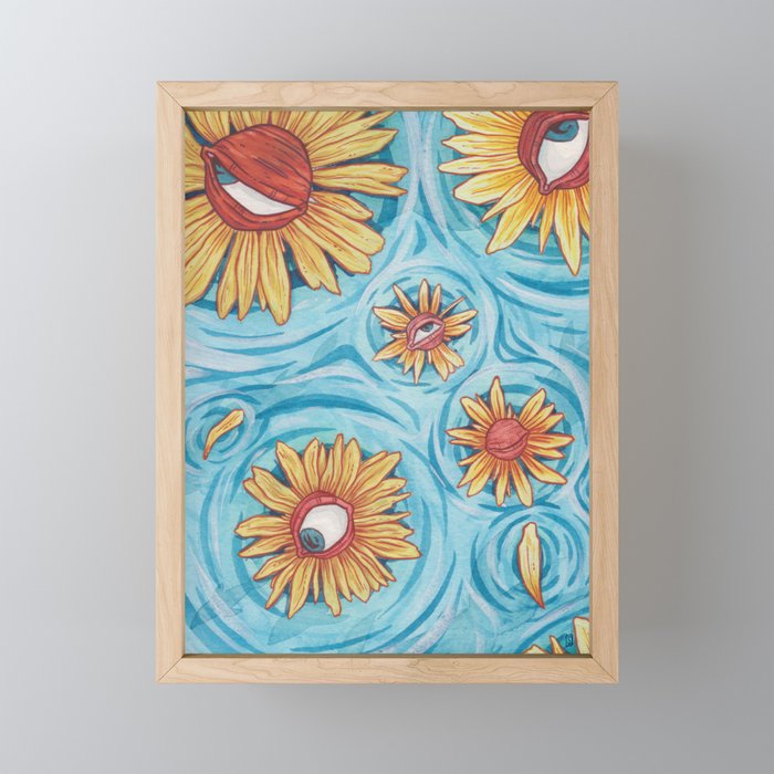 Watercolor / gouache illustration - Flowereyes Framed Mini Art Print
