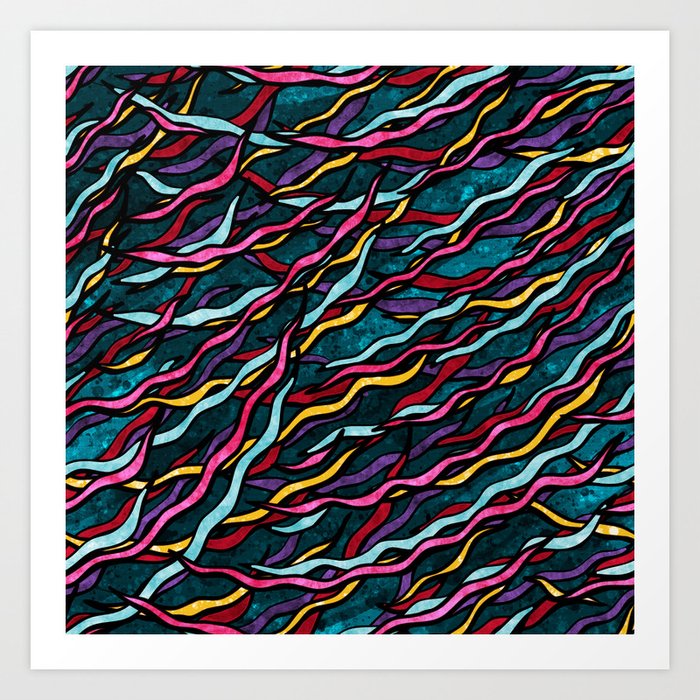 Rainbow ribbons pattern, colorful galaxy stripes Art Print