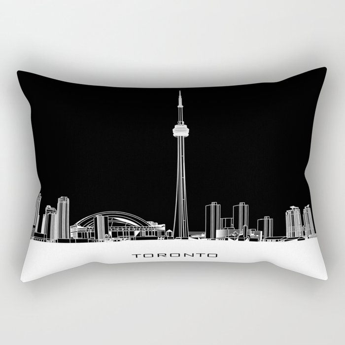 Toronto Skyline - White ground / Black Background Rectangular Pillow
