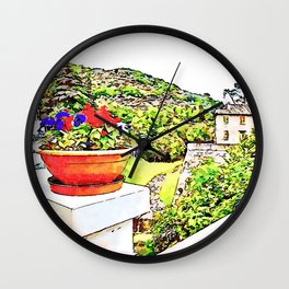 Fognano: view with flowerpot Wall Clock