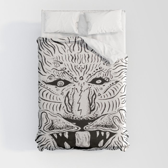 Trippy Lion Mane Painting on Canvas Duvet Cover