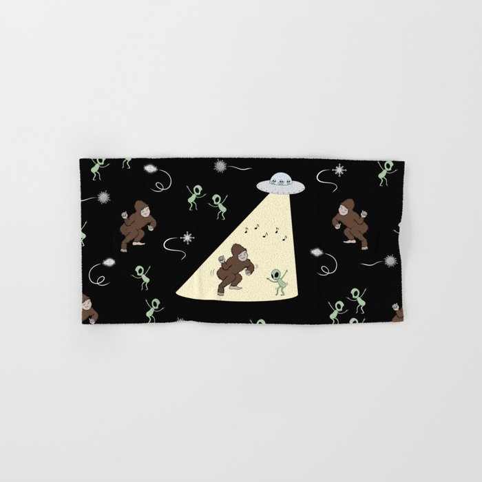 Bigfoot Dancing with Aliens Hand & Bath Towel