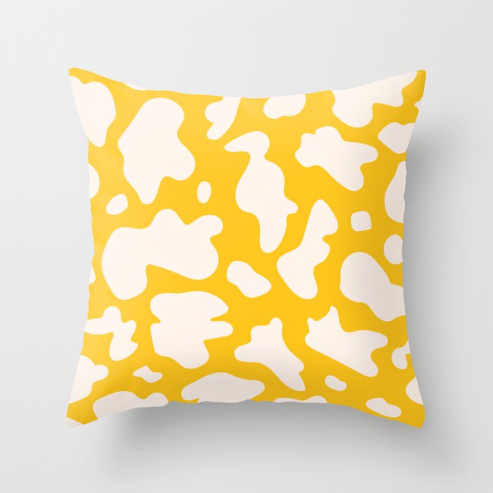 Yellow cow pattern Throw Pillow