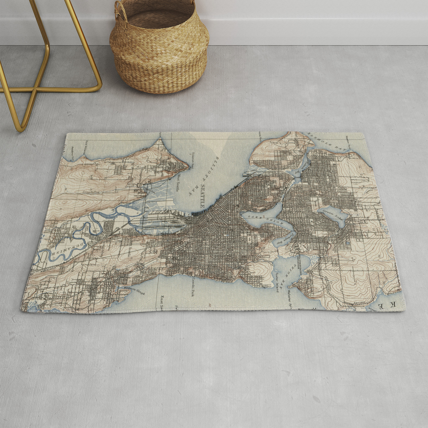 Vintage Map Of Seattle Washington 1908 Rug By Bravuramedia Vintage Map Of Seattle Washington 1908
