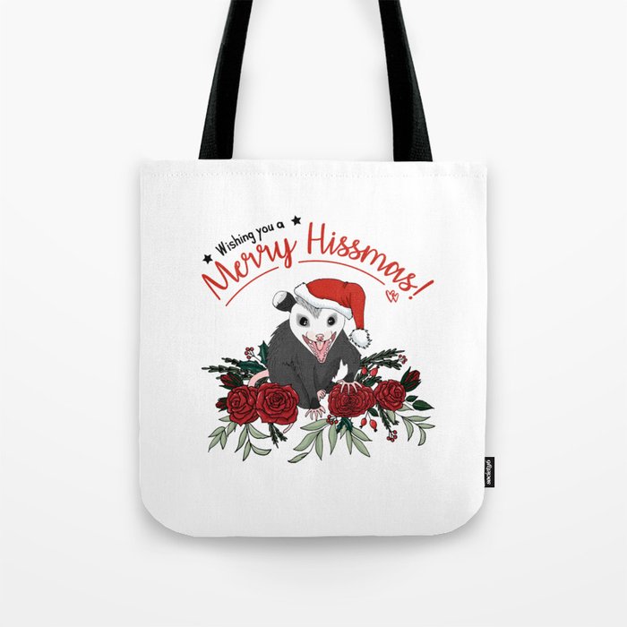 Merry Hissmas - floral christmas themed possum baby Tote Bag