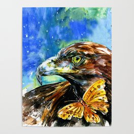 Golden Eagle And Butterfly by Kathy Morton Stanion Poster