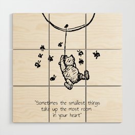 winnie baby nursery art pooh and bees balloon heart quote  Wood Wall Art