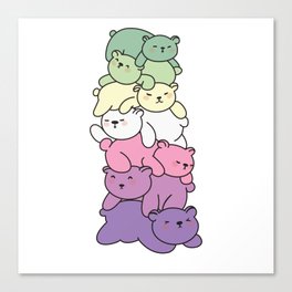 Genderfae Flag Pride Lgbtq Cute Bear Pile Canvas Print