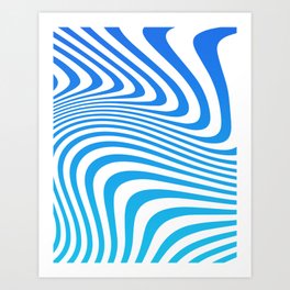 blue line waves Art Print