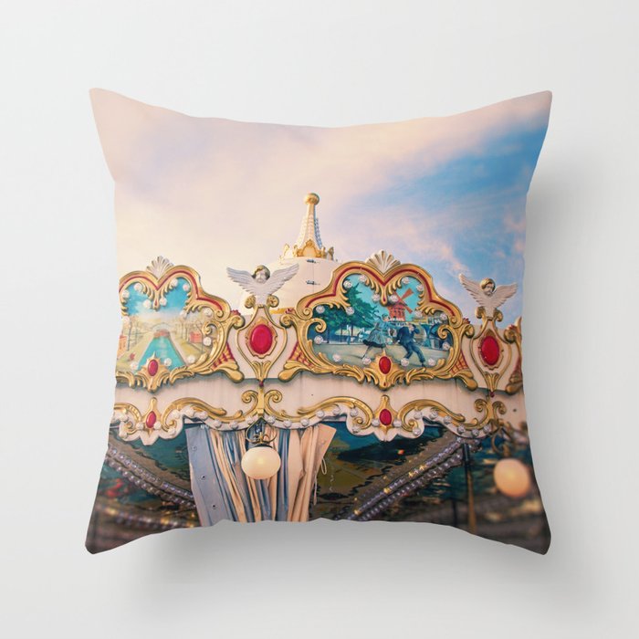 Paris Carousel - Merry Go Round Throw Pillow