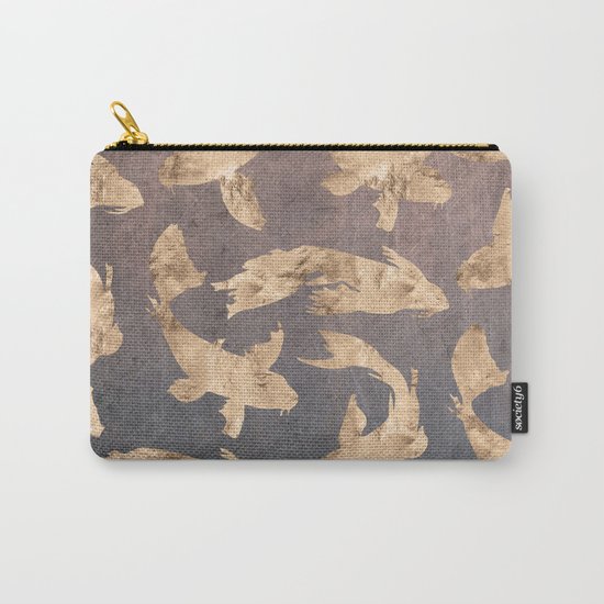 Koi at dusk - scratched leather Carry-All Pouch