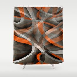 Eighties Vibes Burned Orange and Grey Layered Curves Shower Curtain