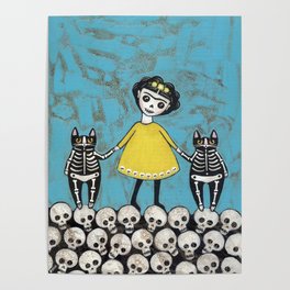 Day of the Dead Cats - Yellow Poster