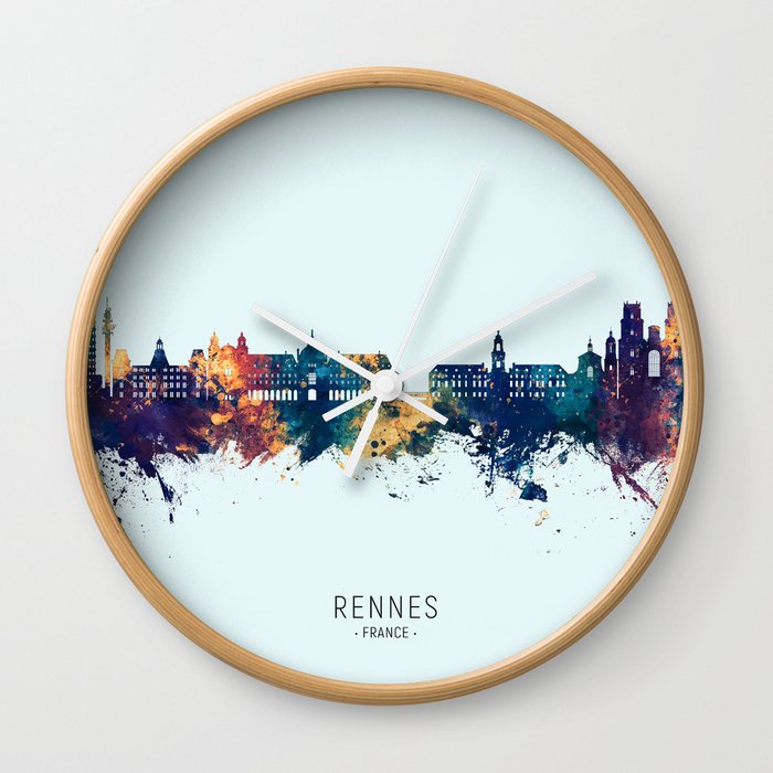 Rennes France Skyline Wall Clock