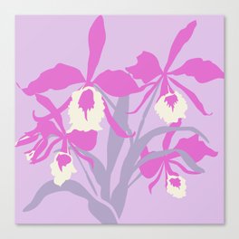 Stylized Cattleya sympodial purple orchid graphic art Canvas Print