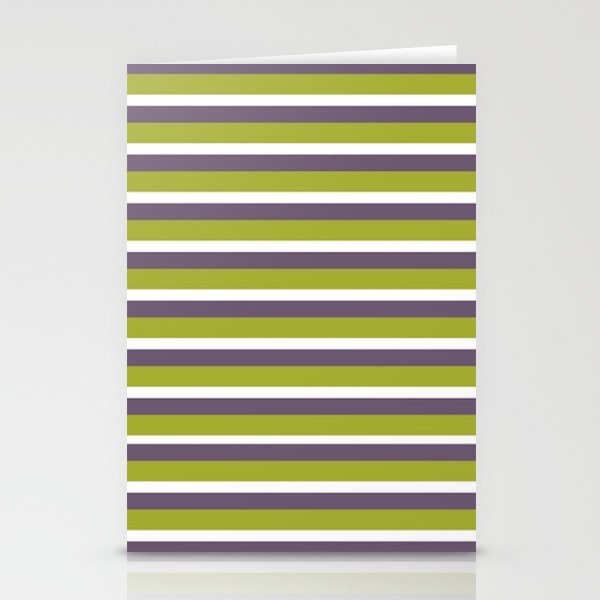 Purple & Green Stripes Stationery Cards