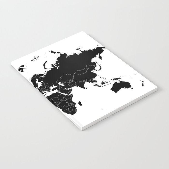 Minimalist World Map Black On White Background Notebook By Constantchaos Society6