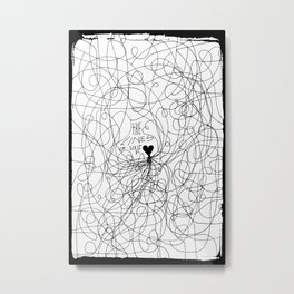 The lines of Love - White version. Metal Print | Black and White, Abstract, Love, Illustration 