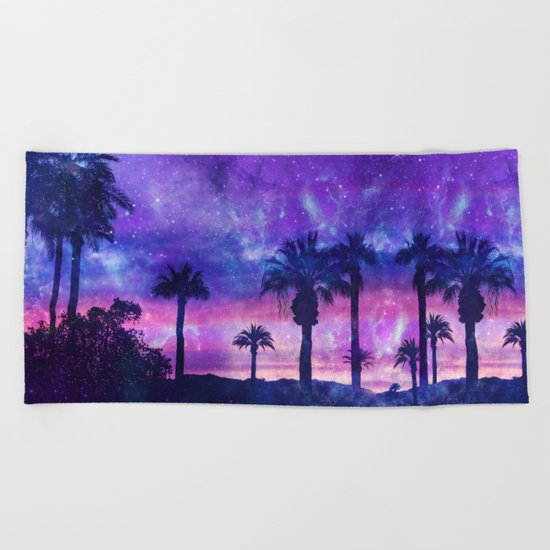 Palm Beach Galaxy Universe Watercolor Beach Towel