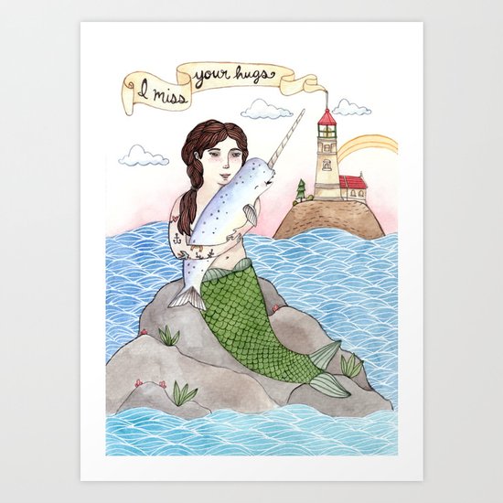 I Miss Your Hugs Art Print