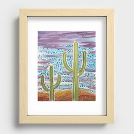 Saguaros and Stippled Sky Recessed Framed Print