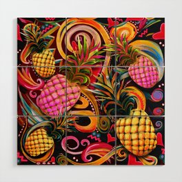 Pineapple Party - warm Wood Wall Art