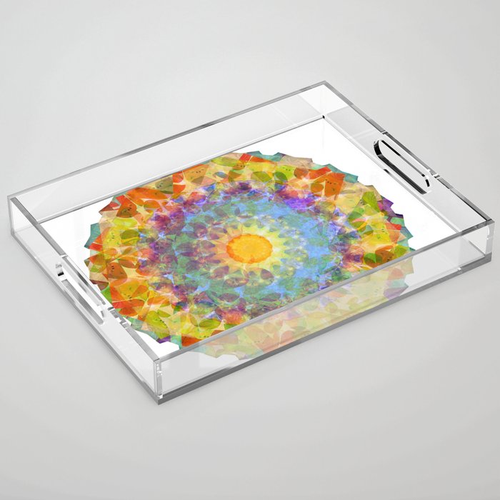 Bright Colorful Art - Sunshine Mandala Acrylic Tray