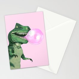 Bubble gum T-Rex in Pink Stationery Card