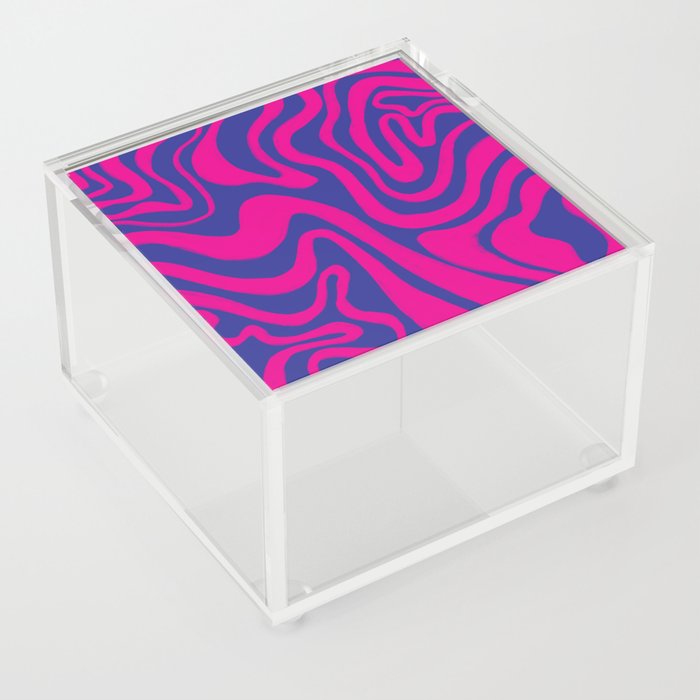 Psychedelic Liquid Swirl in Iridescent Blue + Hot Pink Acrylic Box