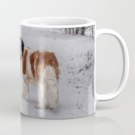 St Bernard dog in the snowy woods Coffee Mug