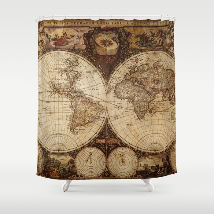 Vintage Map of the World Shower Curtain