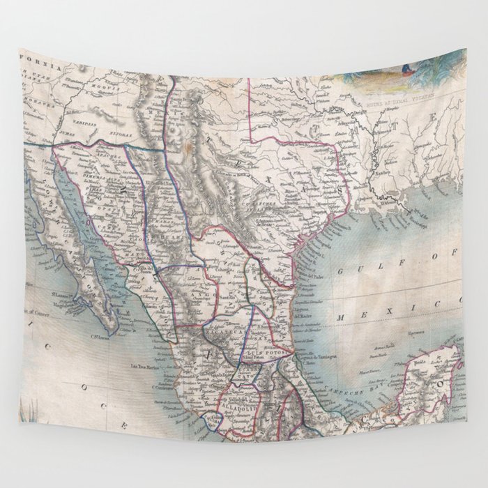 Vintage Map of Mexico (1851) Wall Tapestry by BravuraMedia  Society6