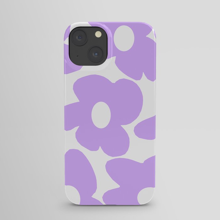 Large Baby Purple Retro Flowers White Background #decor #society6 #buyart iPhone Case